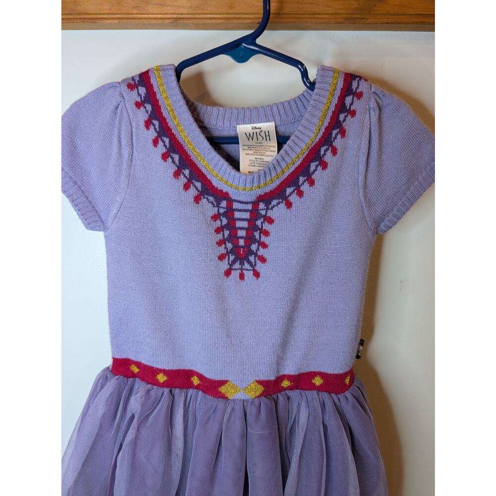 Disney Wish Asha Character Dress Purple Tulle Embroidered Girls Size 4T - Picture 4 of 9